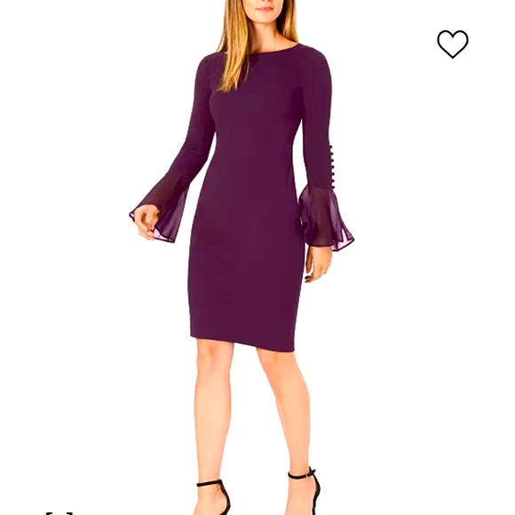 Calvin Klein Dresses & Skirts - Calvin Klein flutter sleeve dress. Dark purple color.